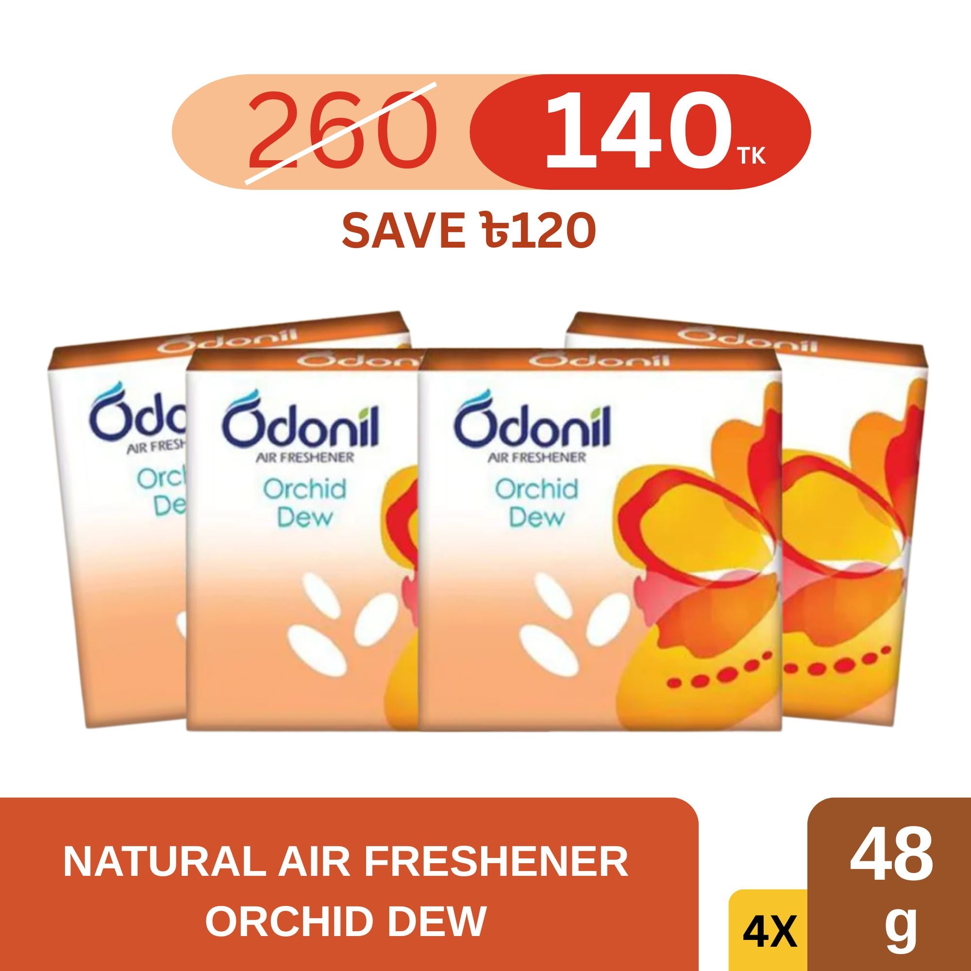 Odonil Block Orchid Dew 48g (Pack of 4)