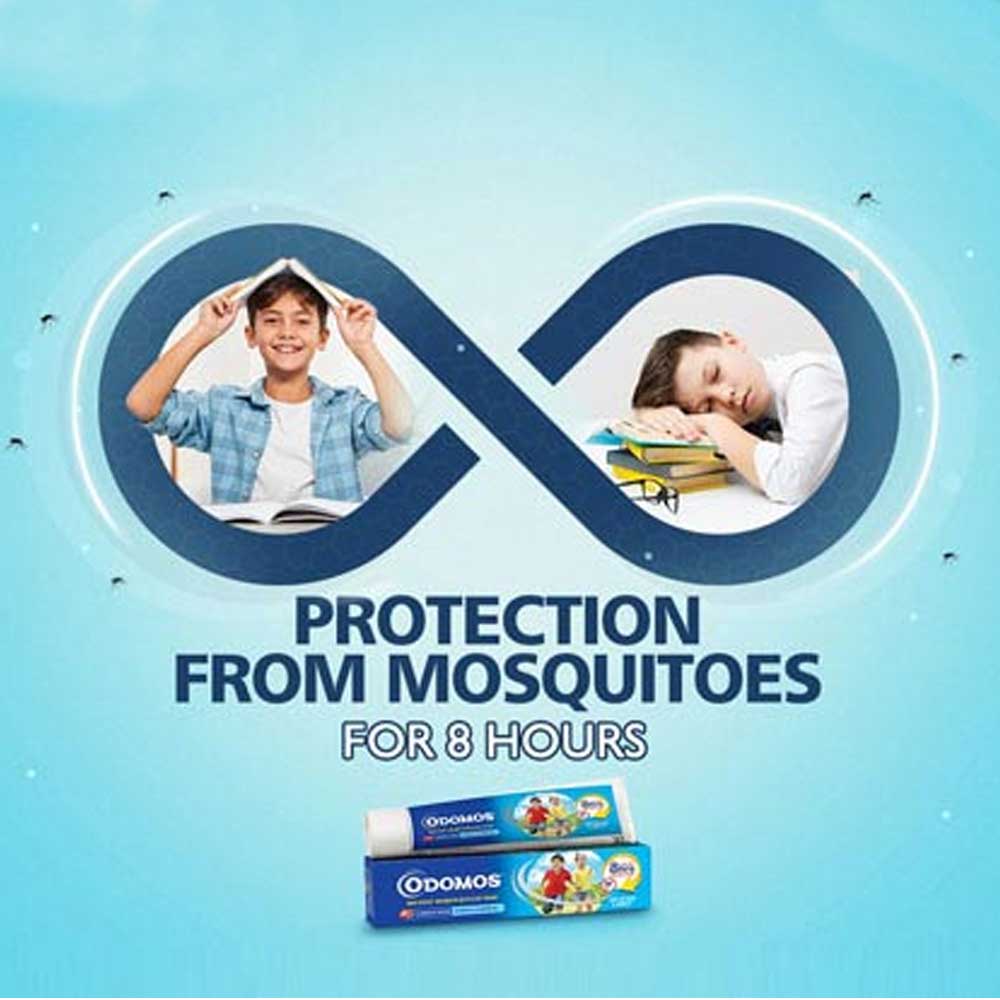 Odomos Mosquito Repellent Cream 50g | Non-Sticky Formula with Vitamin E & Almond