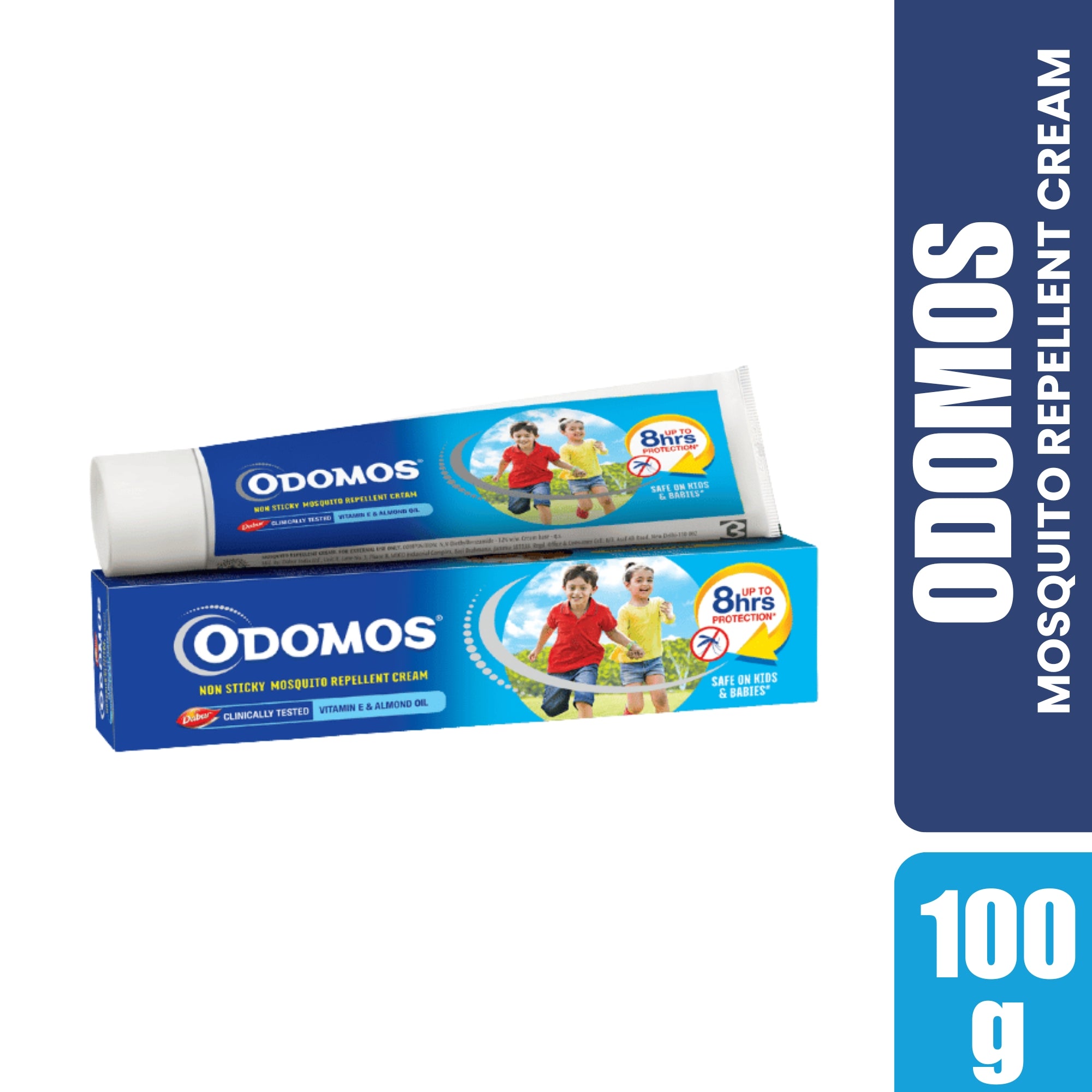 Odomos Mosquito Repellent Cream 100g | Non-Sticky Formula with Vitamin E & Almond