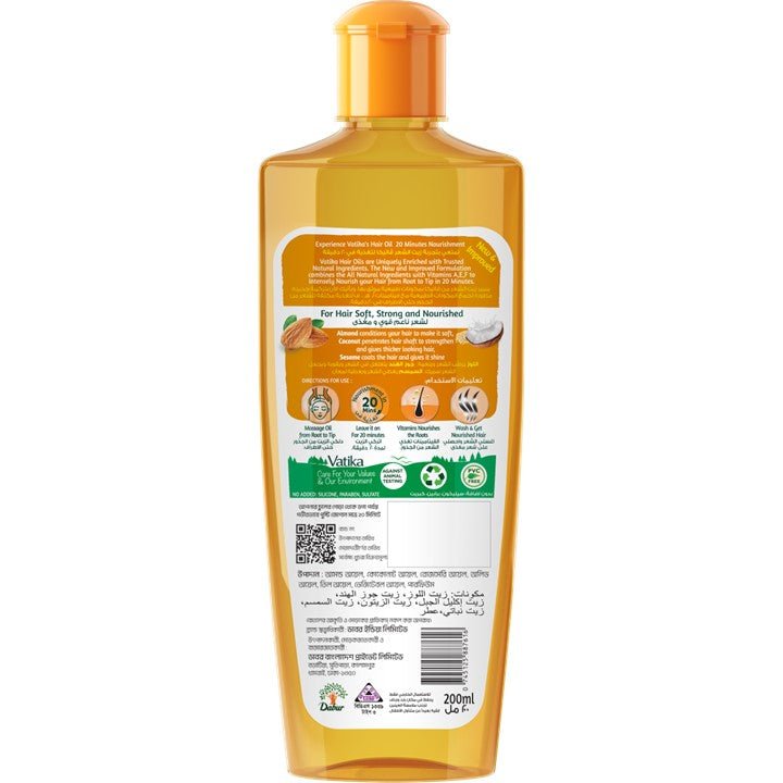 Vatika Naturals Almond Enriched Hair Oil 200ml - Dabur Shop BD