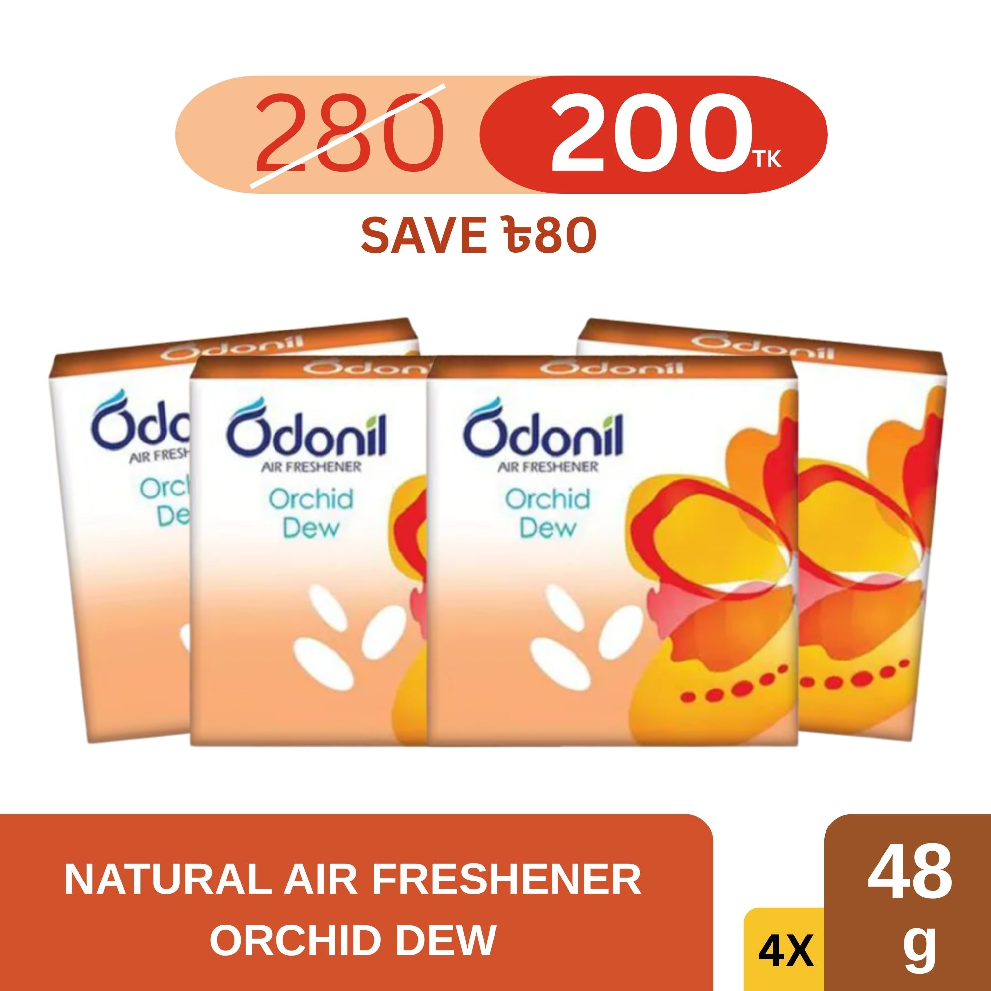 Odonil Natural Air Freshener Block Orchid Dew 48g (Pack of 4) - Dabur Shop BD