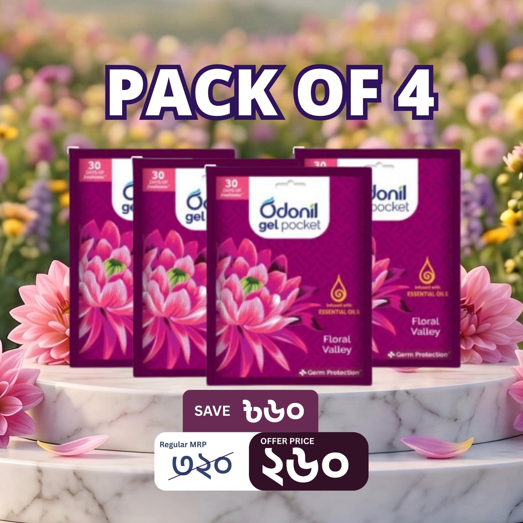(Pack of 4) Odonil Gel Floral Valley 10gm - Dabur Shop BD