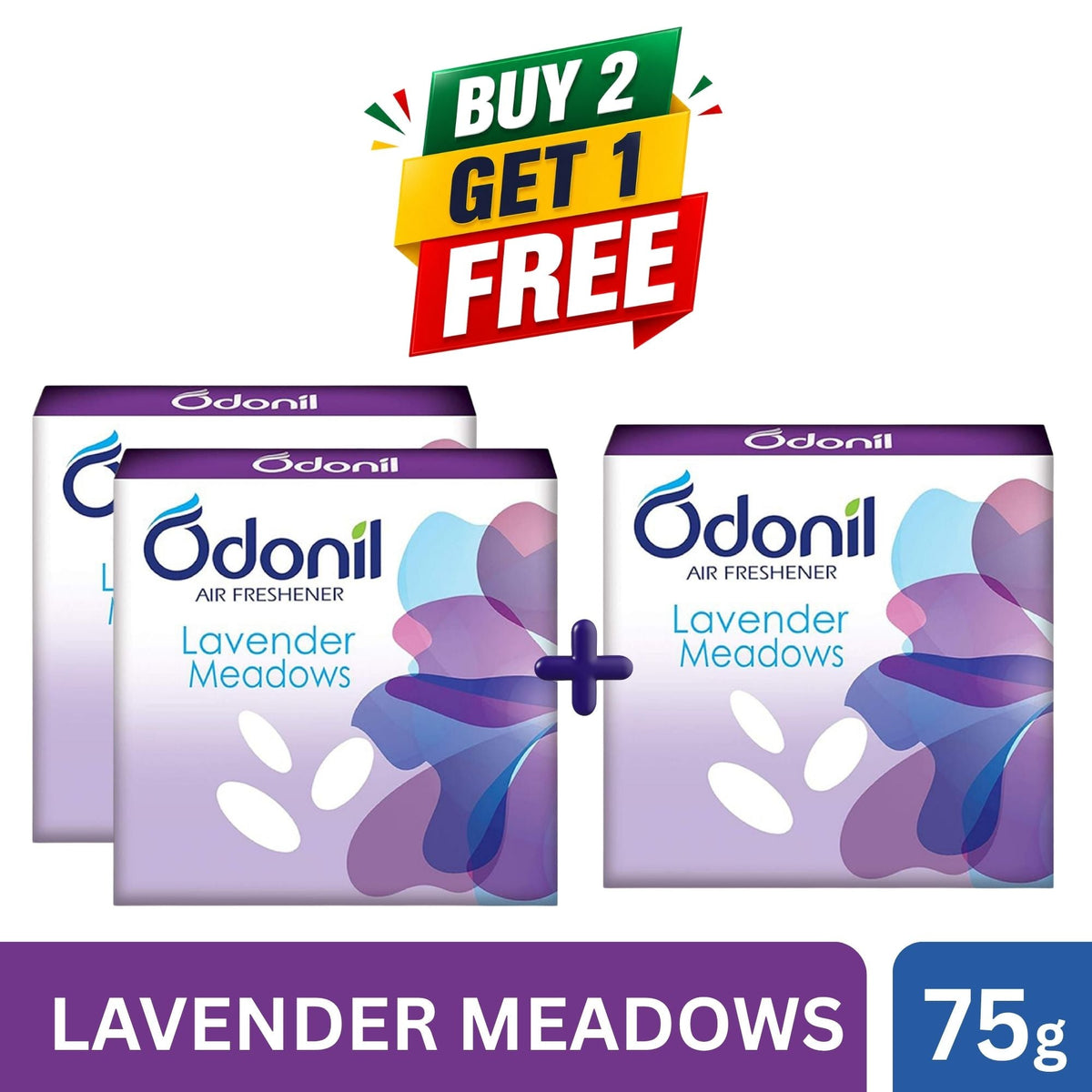 (Buy 2 Get 1 Free) Odonil Air Freshener Block 75g Lavender Meadows | Room Freshener, Home Fragrance & Odor Eliminator - Dabur Shop BD