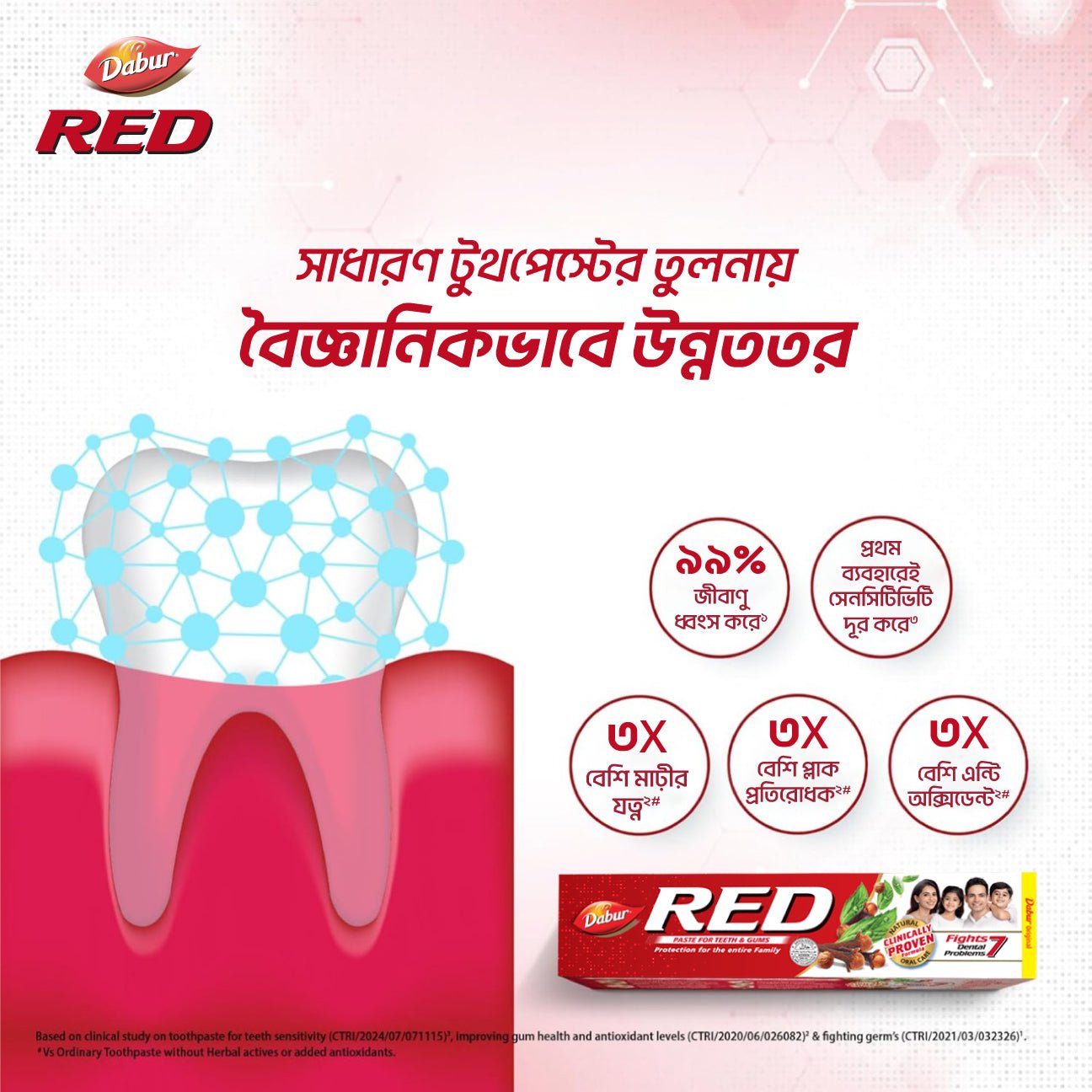 FREE 85g with Dabur Red Toothpaste 190g | Provides Protection Plaque Removal, Toothache, Yellow Teeth, Bad Breath - Dabur Shop BD