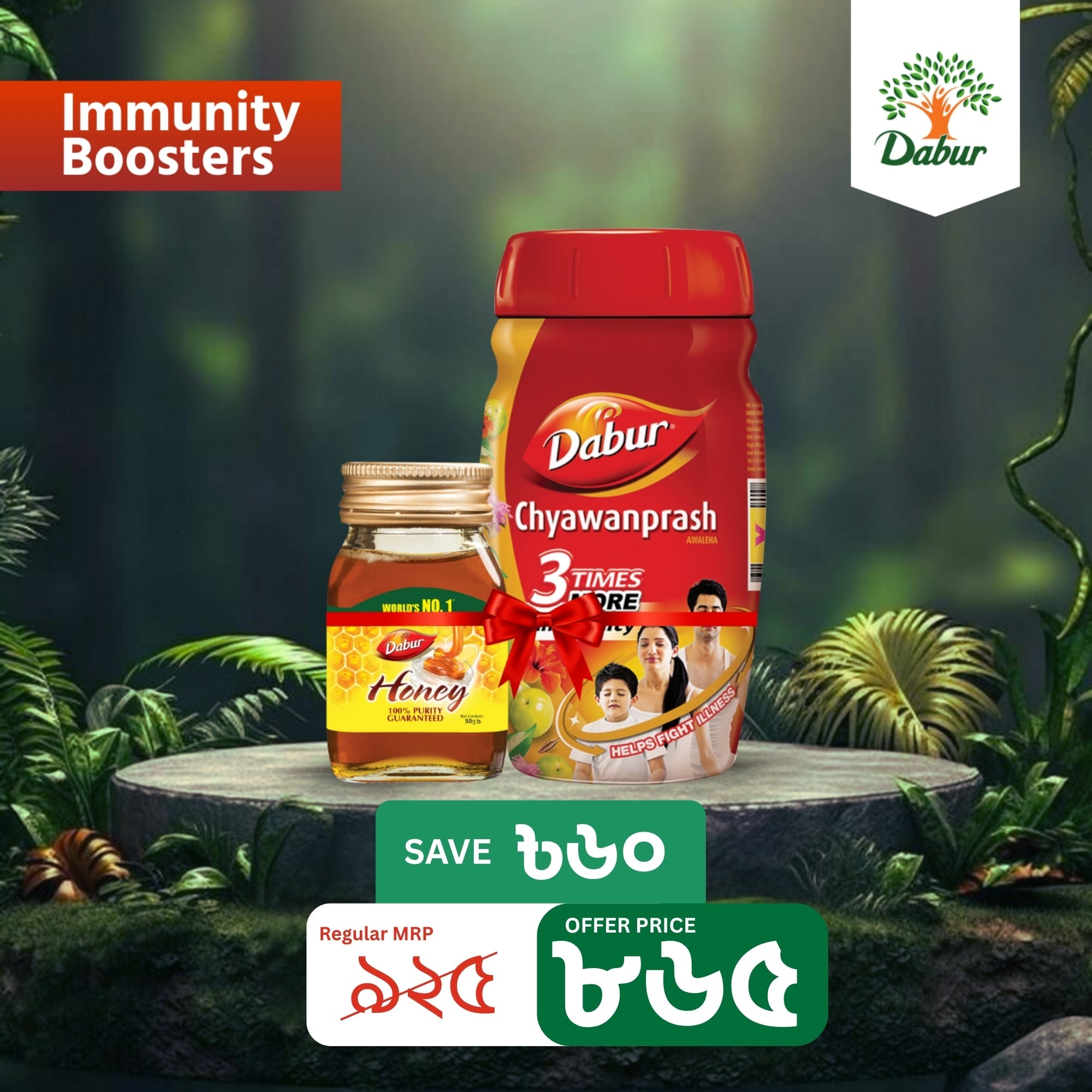 Dabur Immunity Booster Pack | Honey 250g + Chyawanprash 500g - Dabur Shop BD