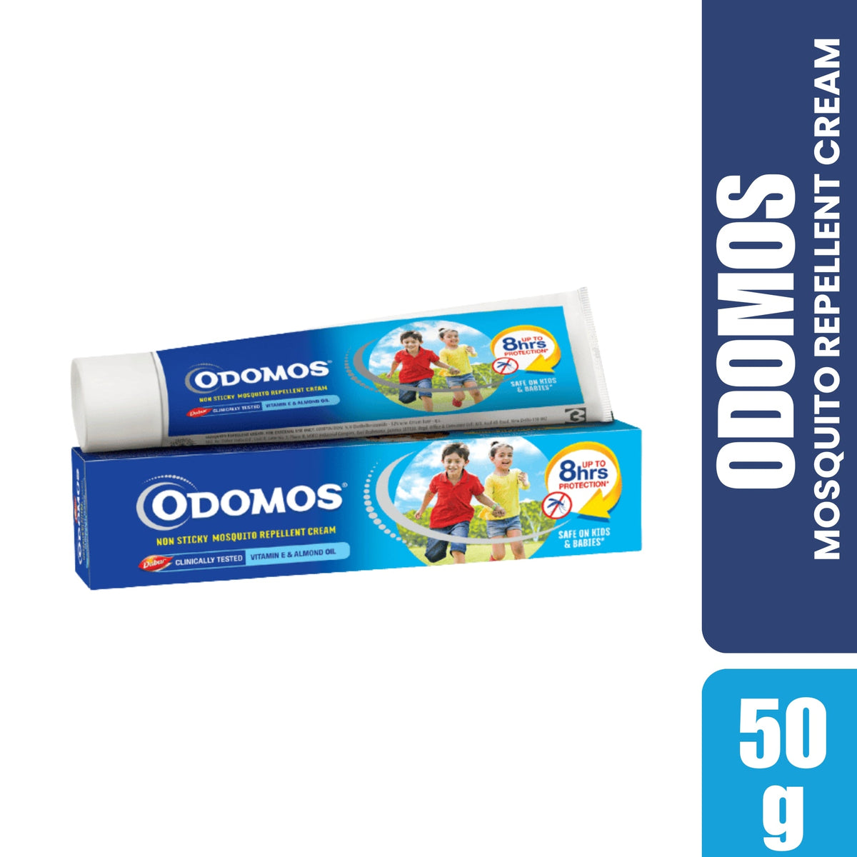 Odomos Mosquito Repellent Cream 50g | Non-Sticky Formula with Vitamin E & Almond - Dabur Shop BD