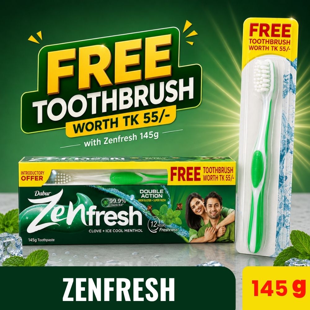 Zenfresh Toothpaste 145g with Free Toothbrush – Fresh Breath & Healthy Teeth - Dabur Shop BD
