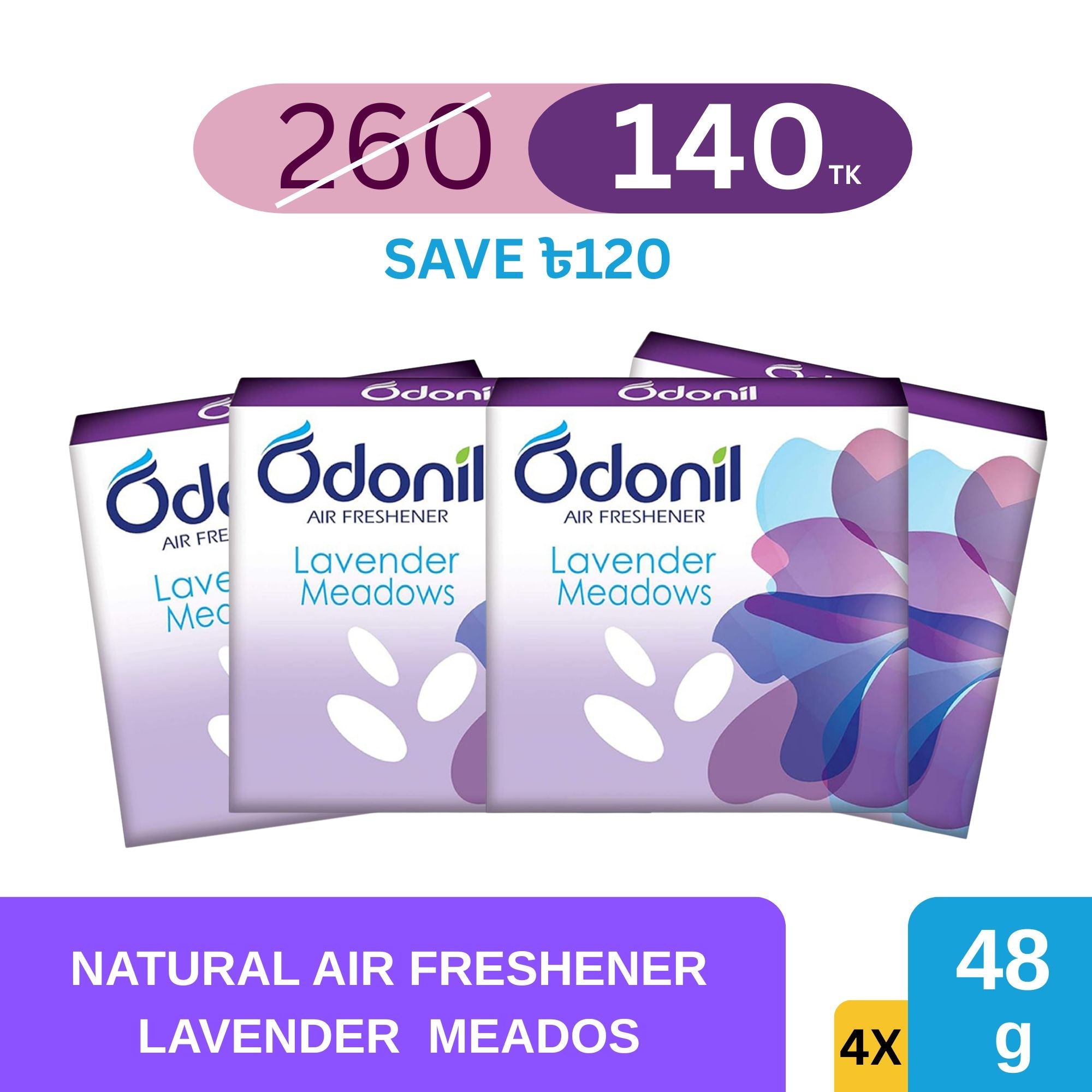 Odonil Natural Air Freshener Lavender 48gm ( Pack of 4) - Dabur Shop BD