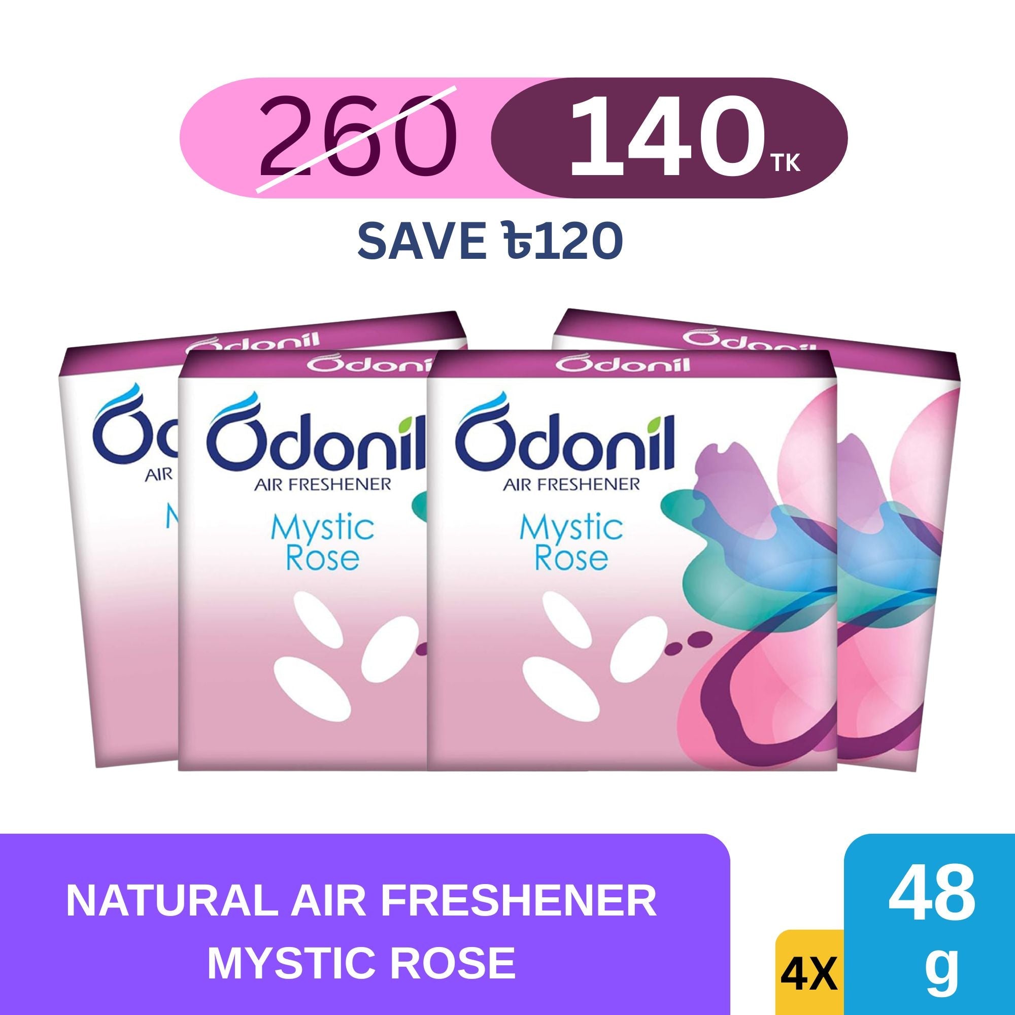 Odonil Natural Air Freshener mix Rose 48gm ( Pack of 4) - Dabur Shop BD