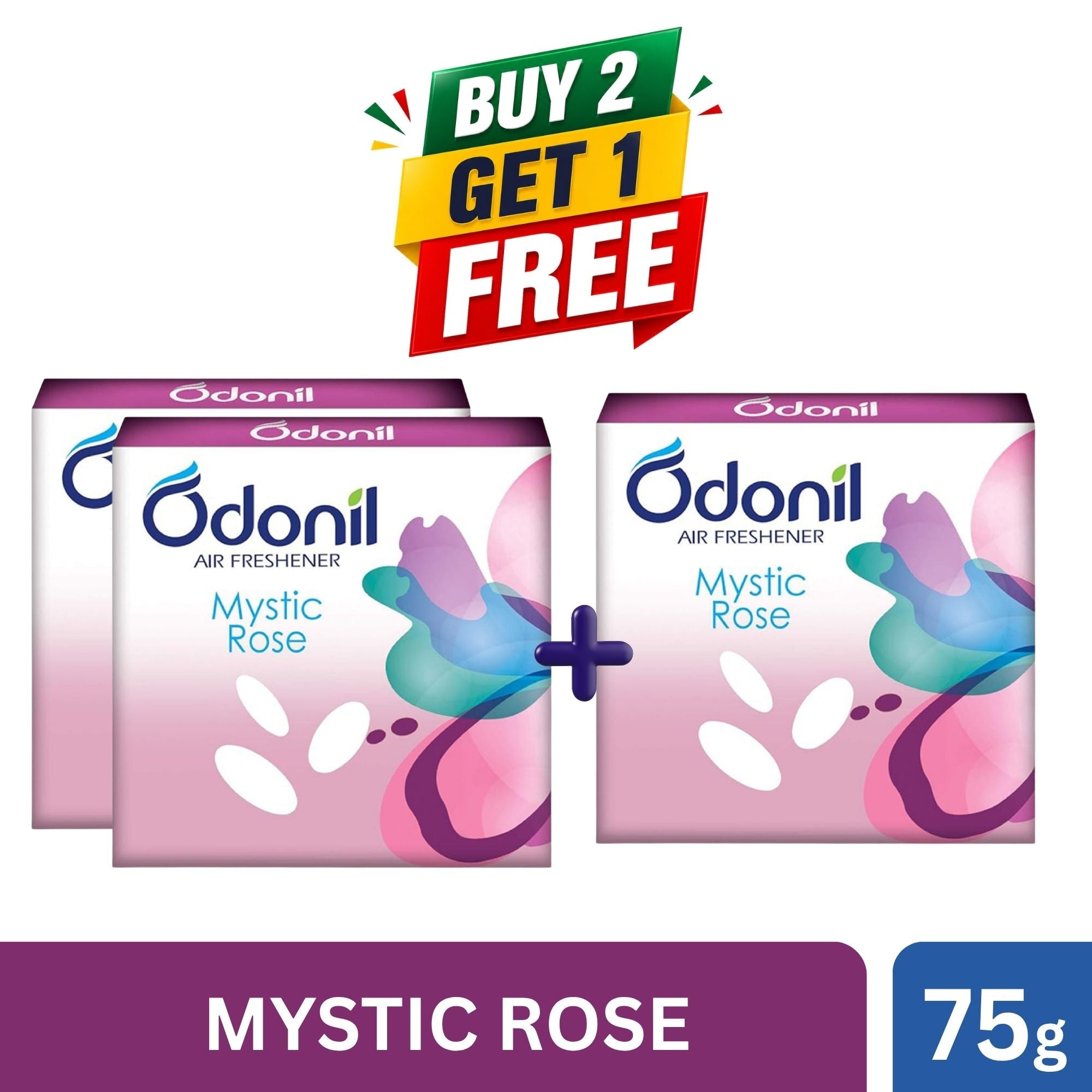 (Buy 2 Get 1 Free) Odonil Air Freshener Block 75g Mystic Rose | Room Freshener, Home Fragrance & Odor Eliminator - Dabur Shop BD