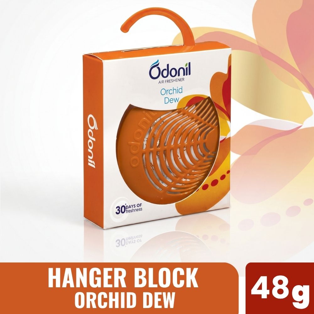 Odonil Natural Air Freshener Block Orchid Dew Hanger 48g | Long-Lasting Bathroom & Room Freshener - Dabur Shop BD