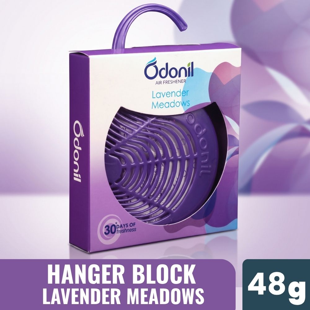 Odonil Natural Air Freshener Block Lavender Meadows Hanger 48g | Long-Lasting Bathroom & Room Freshener - Dabur Shop BD